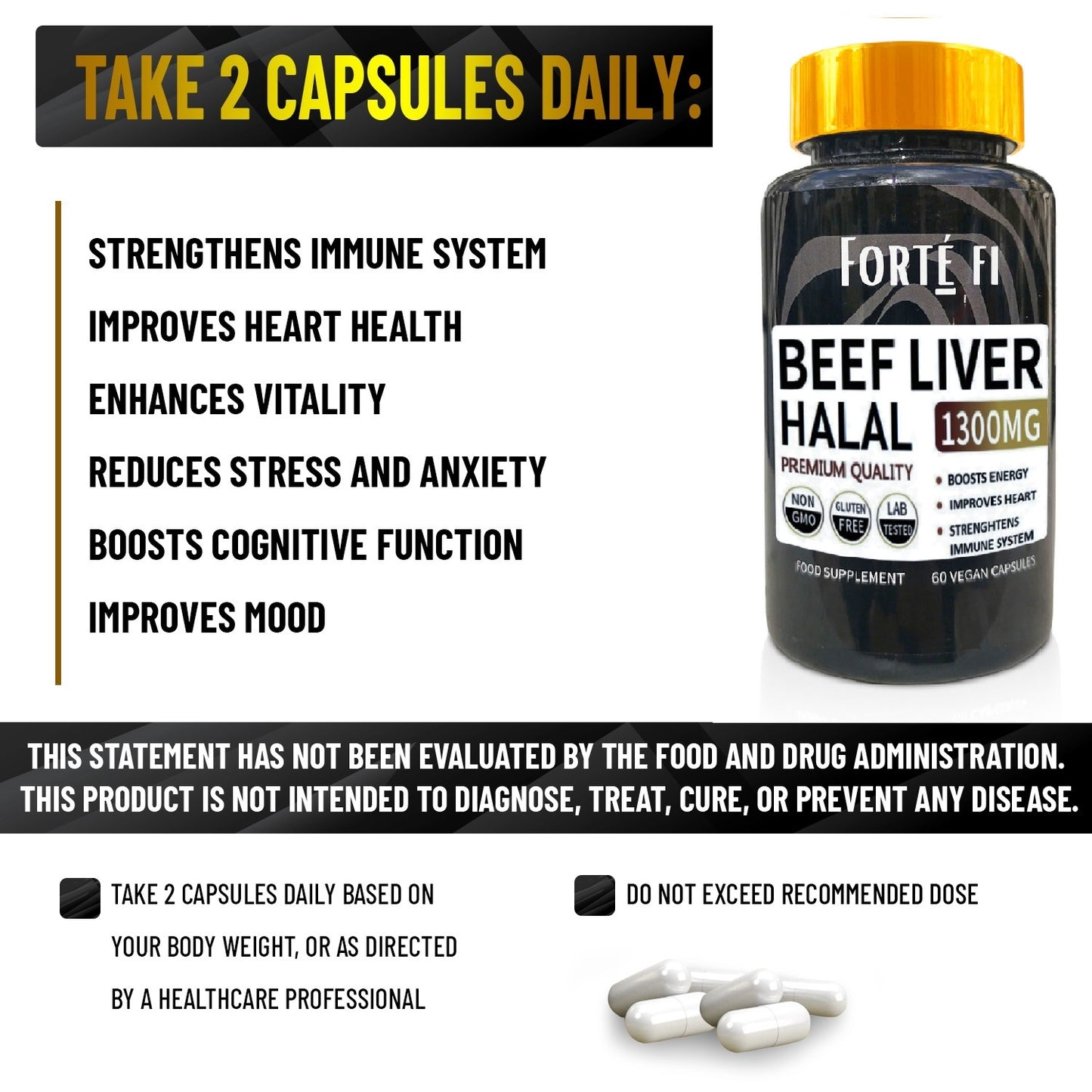 Halal beef liver capsules UK bottle