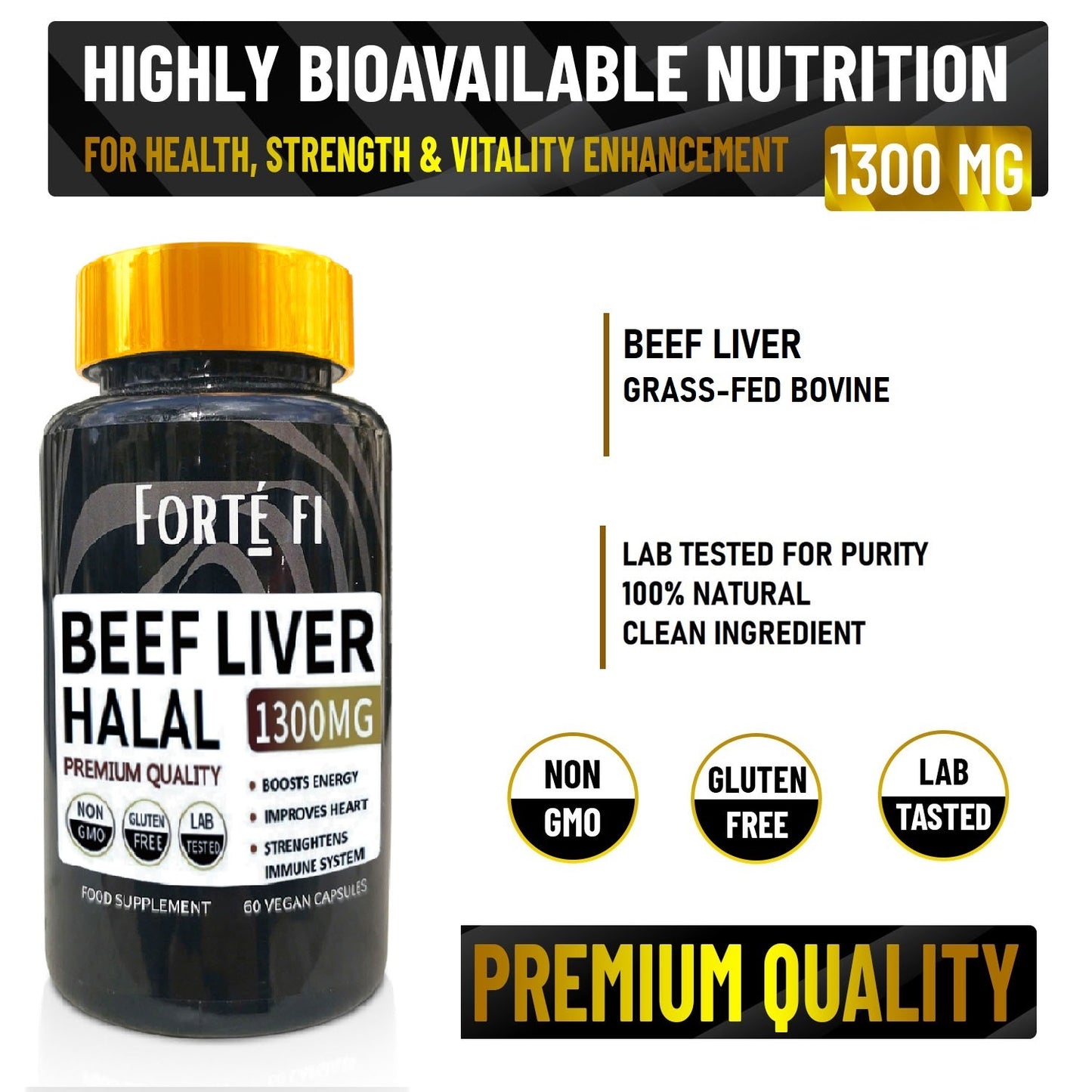 Halal beef liver capsules UK bottle supplement